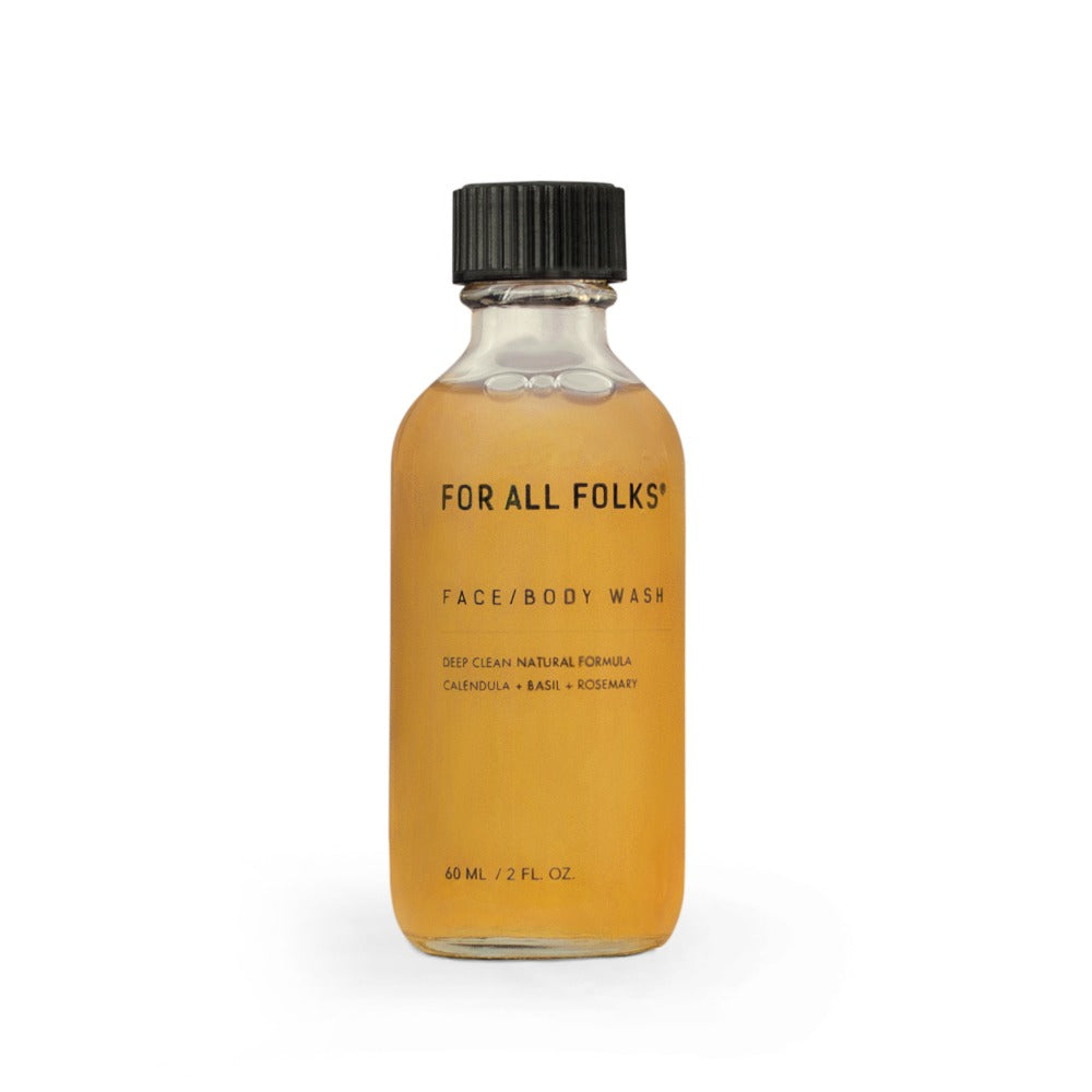 Face / Body wash with calendula +basil + rosemary. Jabón para rostro y cuerpo. Botella 60ml.